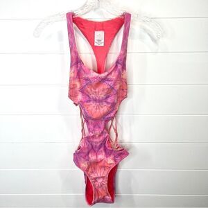 Ale by Alessandra Strappy Sexy Monokini Island Fire Pink Tie Dye XS Revolve